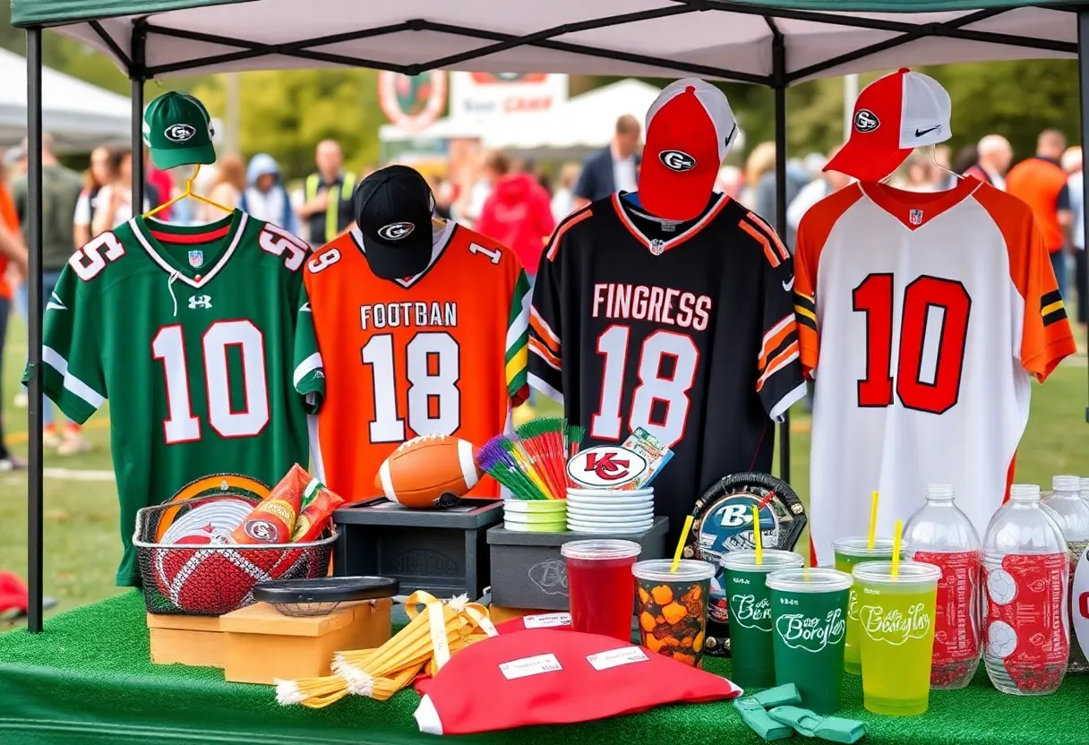 Display of Whataburger tailgate collection including apparel and accessories