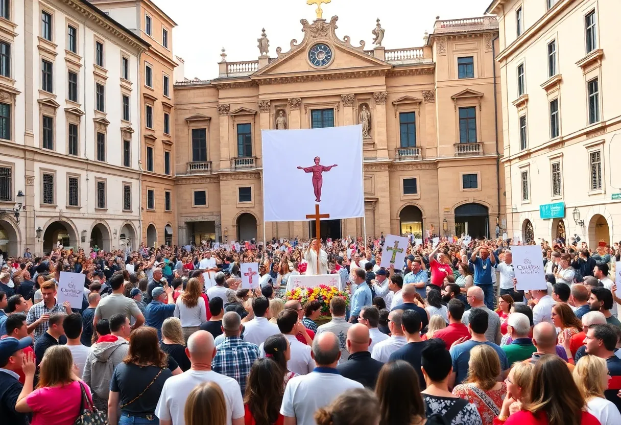 Crowd gathered for the canonization ceremony of Carlo Acutis at St. Peter's Square