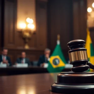 Courtroom scene representing Bolsonaro's coup sentencing