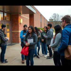 MacArthur High School community members gathering in support