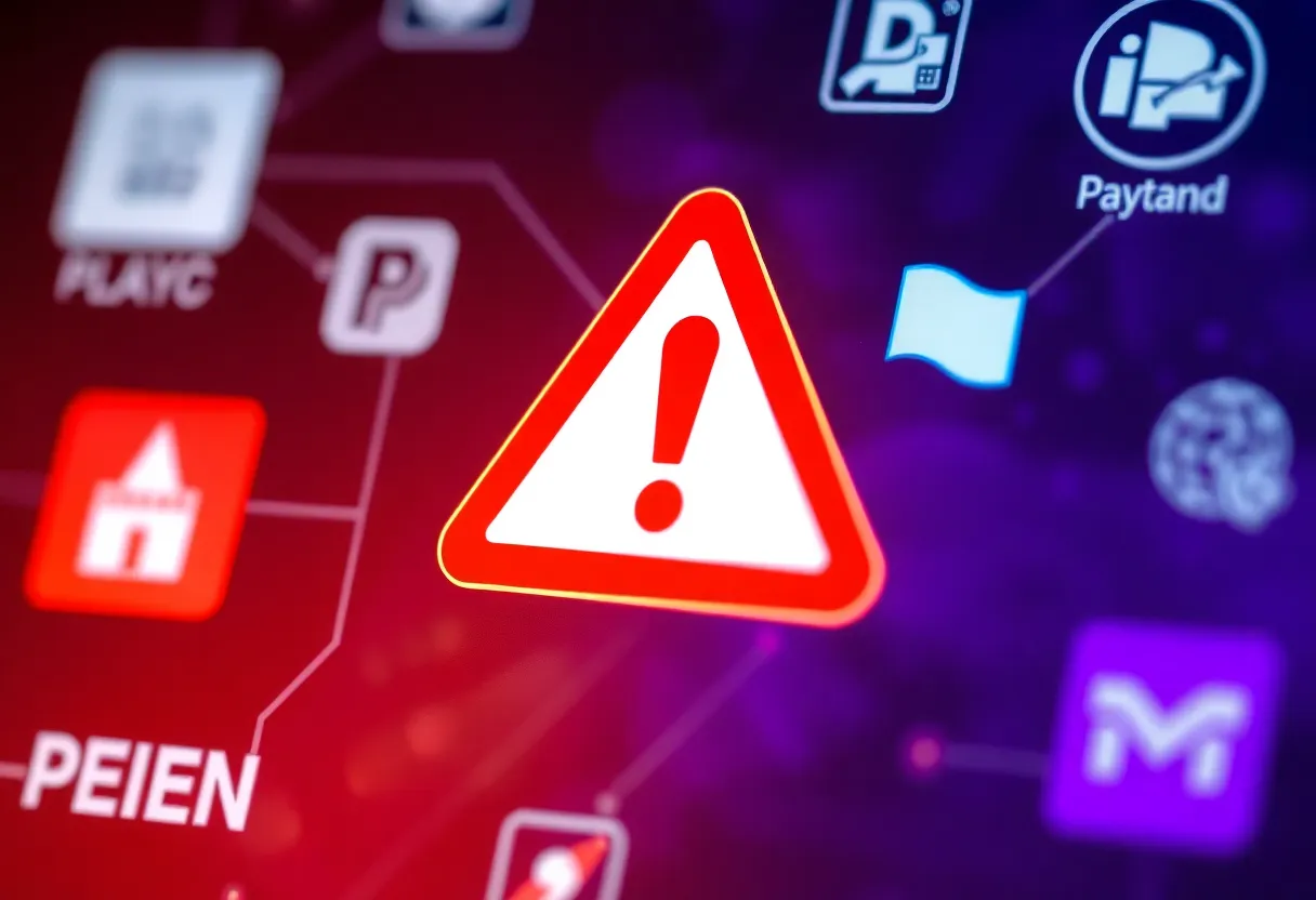 Abstract representation of payment issues with error warning sign