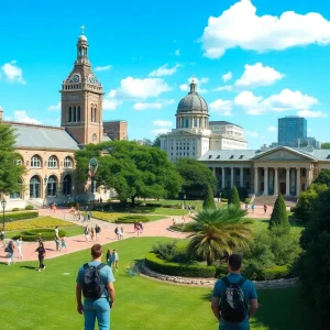 Students on the University of Texas at Austin campus