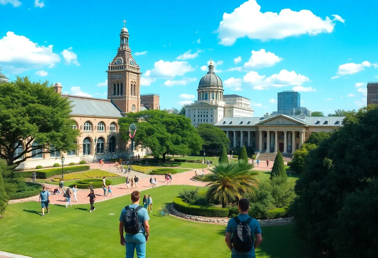 Students on the University of Texas at Austin campus