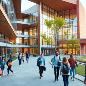 Diverse students on a university campus at UT San Antonio