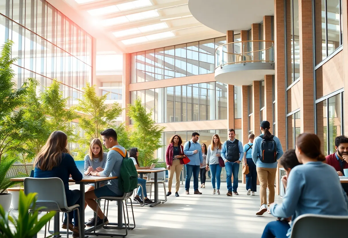 Students and faculty at UTSA collaborating in a modern educational environment.