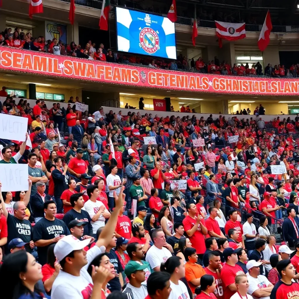 Fans enjoying the game with Jumex branding at UTSA.