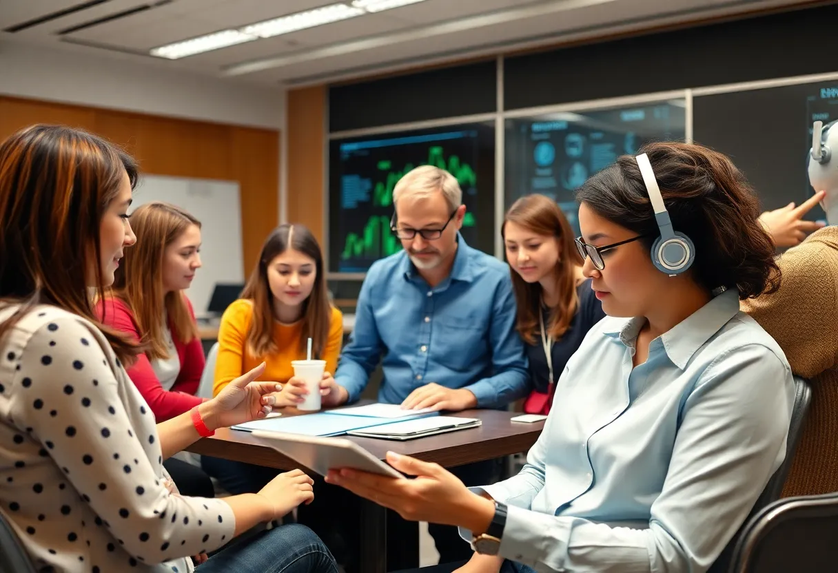 Educators exploring AI tools during a workshop.
