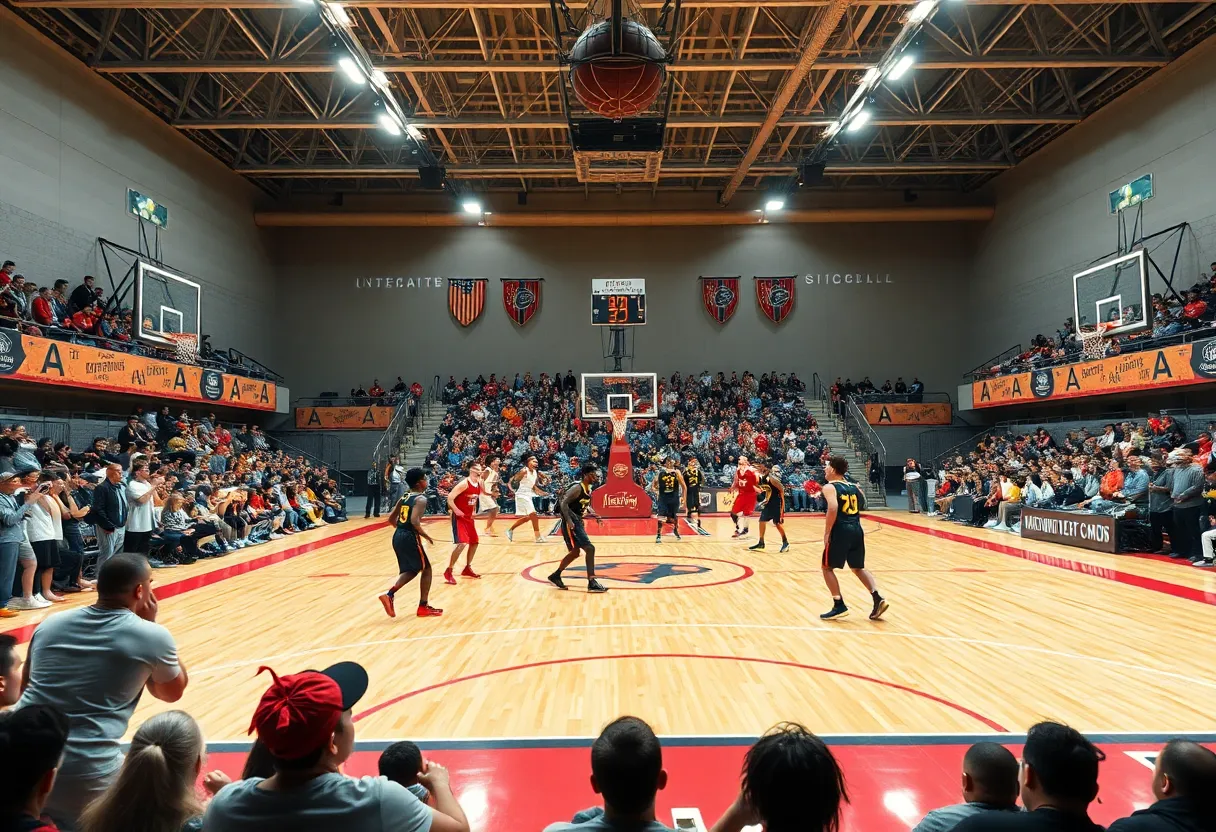 Arizona Wildcats basketball team competing in an exhibition game.