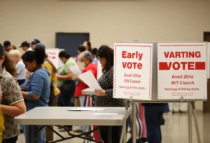 Voters at a polling station in Bexar County during early voting.