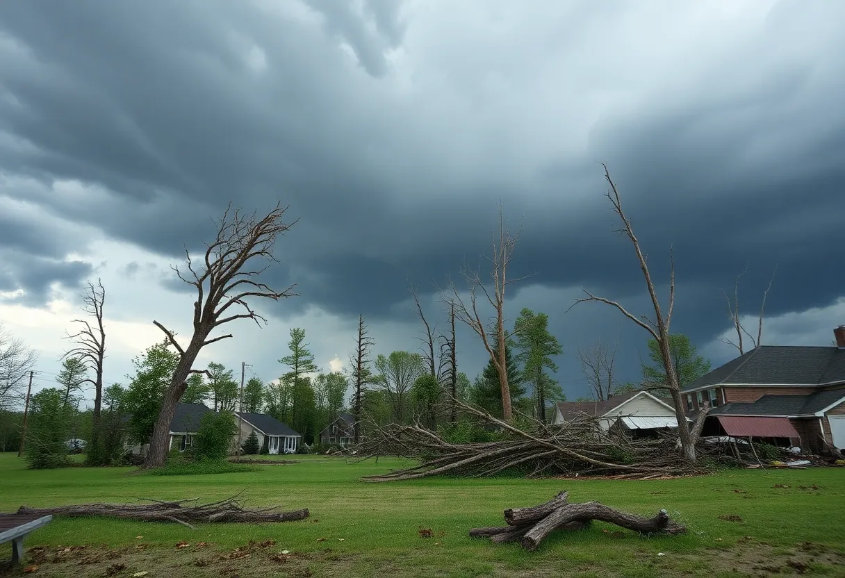 Storm damage in Comal County after an EF-1 tornado