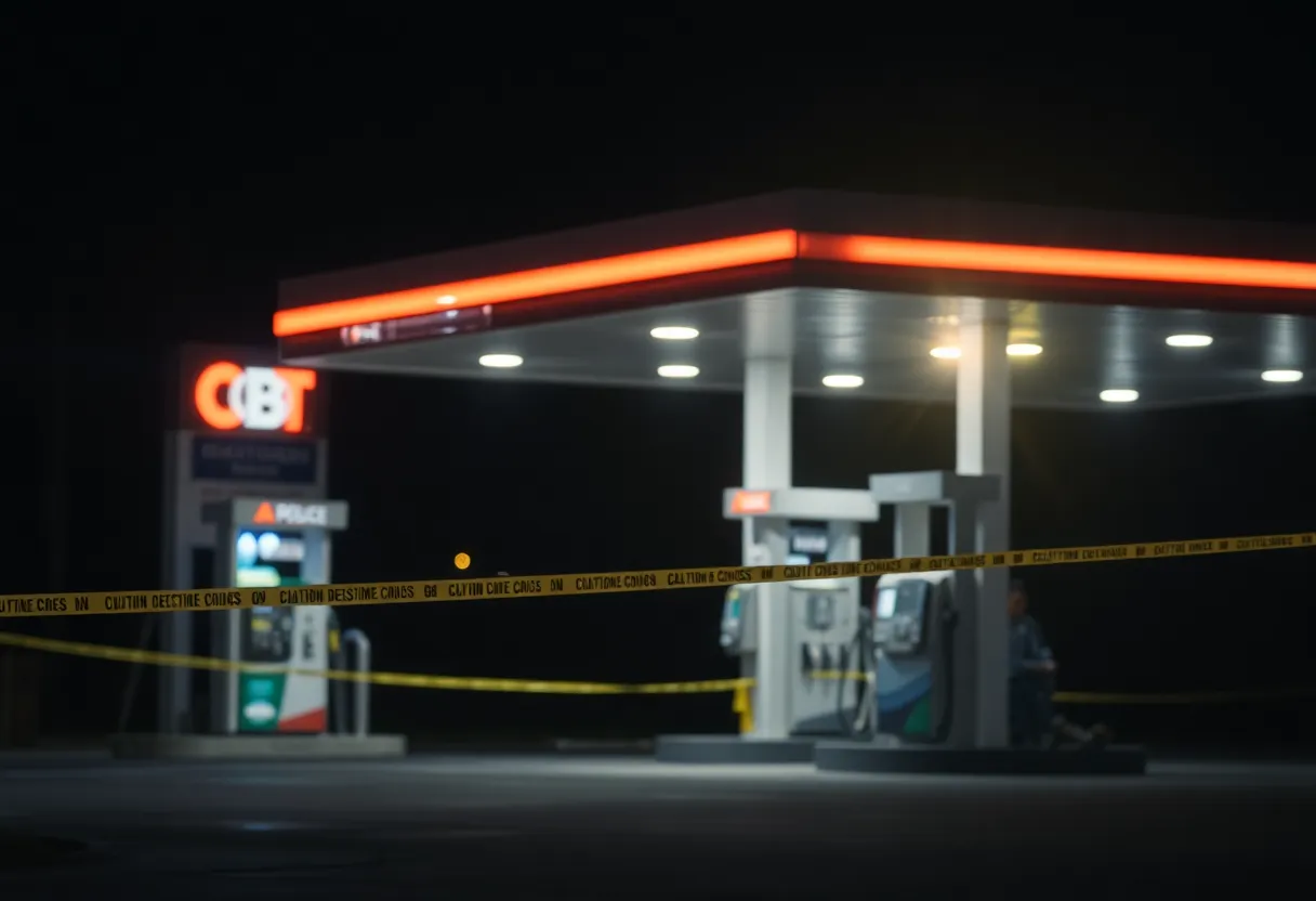 Police investigation at a gas station in San Antonio