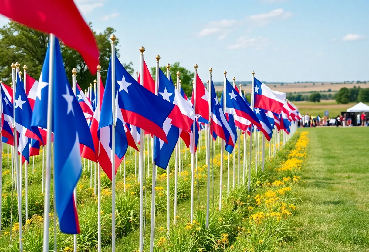 A field of flags honoring fallen service members during the Flags of Honor event in Kerrville.