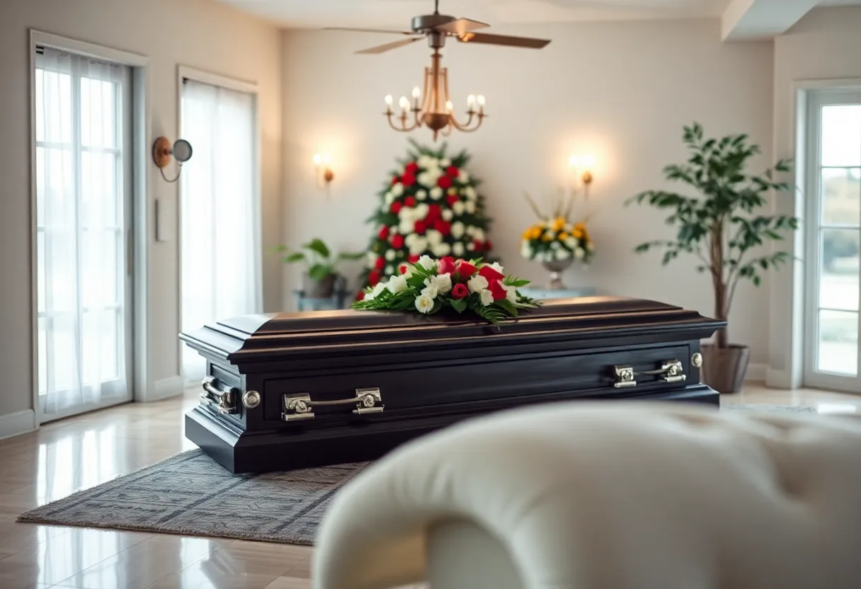 Representation of funeral home setting symbolizing care and respect.