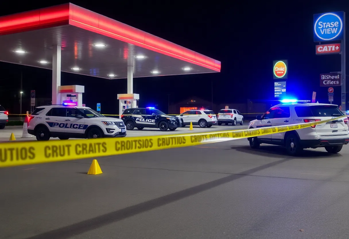 Police presence at the scene of a gas station shooting in San Antonio