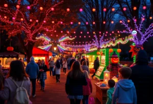 Families enjoying Halloween festival activities in San Antonio