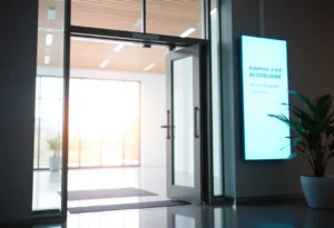 Automatic door opening device designed for accessibility