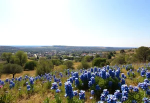 Scenic view of Texas Hill Country with bluebonnets