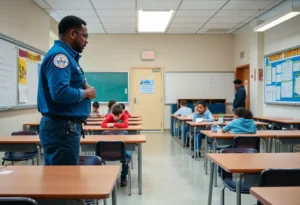 Holy Cross of San Antonio school building emphasizing safety