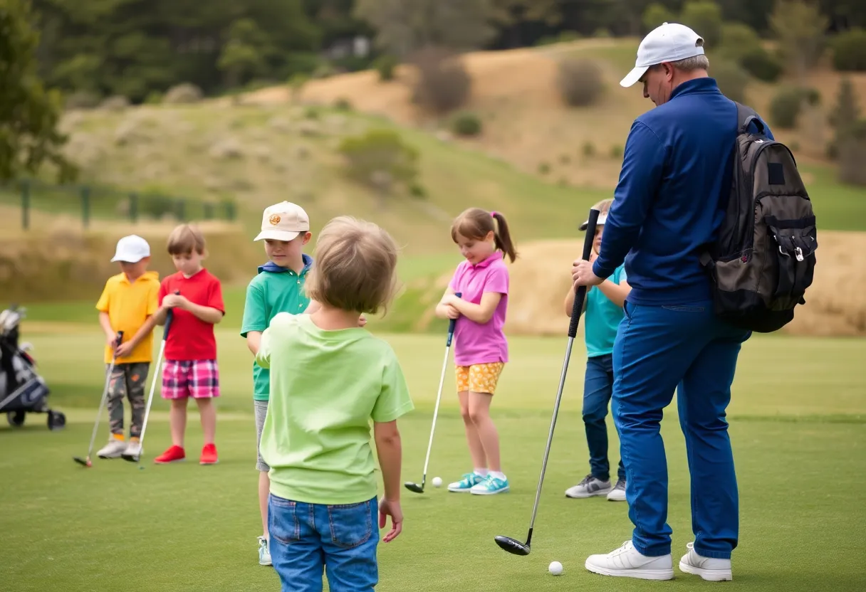 Children attending junior golf clinics at Quarry Golf Course in San Antonio.