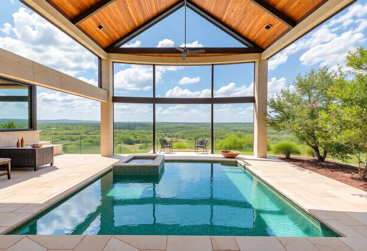 Luxurious property in San Antonio's Hill Country with stunning views.