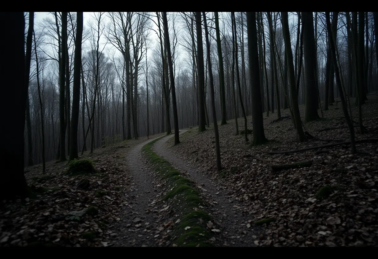 Wooded area where remains were found during the investigation