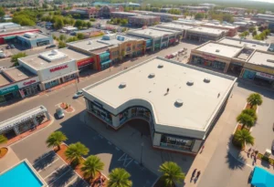 Aerial view of Northwoods Shopping Center in San Antonio