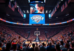 Oklahoma City Thunder raising championship banner in NBA arena