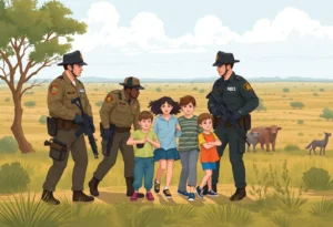 Law enforcement officers conducting a mission to rescue missing children