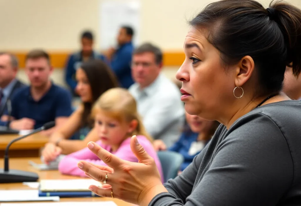 Parent addressing safety concerns at a school board meeting