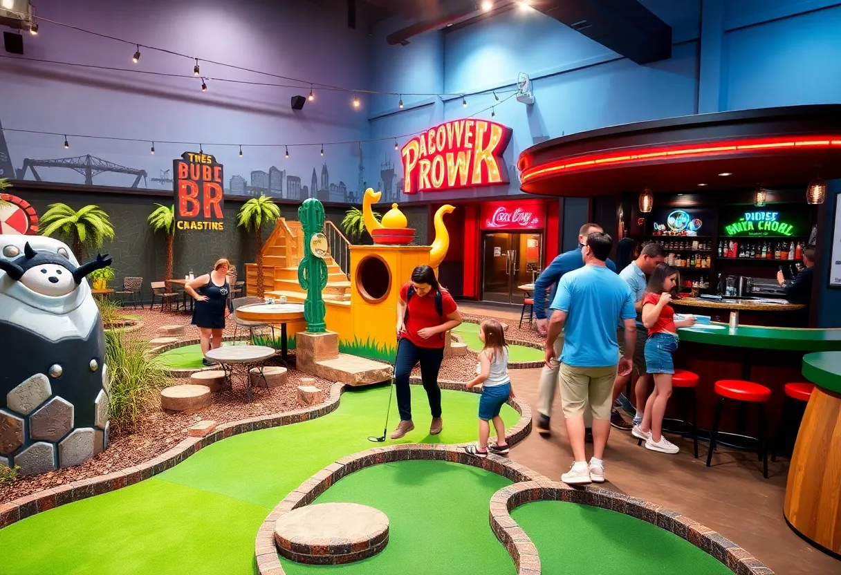Popstroke mini-golf course with pop culture themes in San Antonio