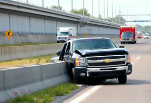 Crash scene involving a Chevy Silverado near IH-37