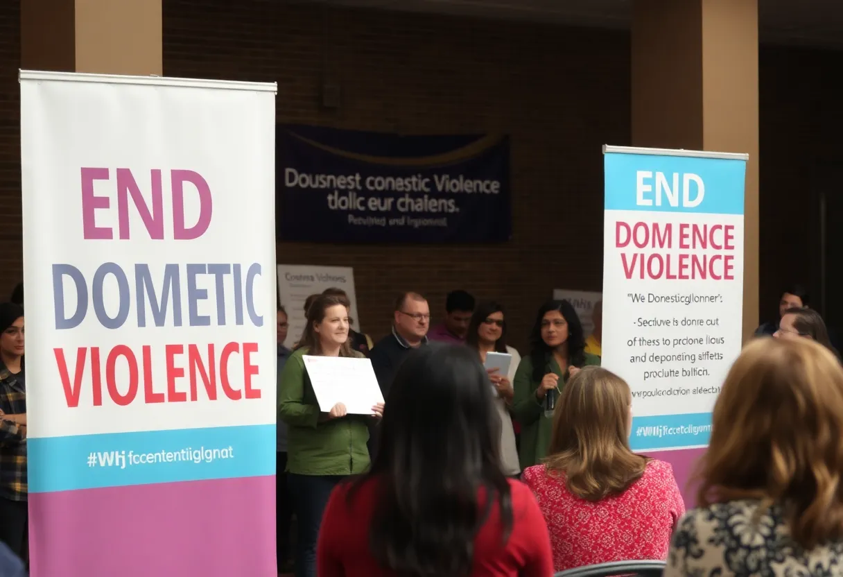 Gathering of community leaders at a domestic violence symposium