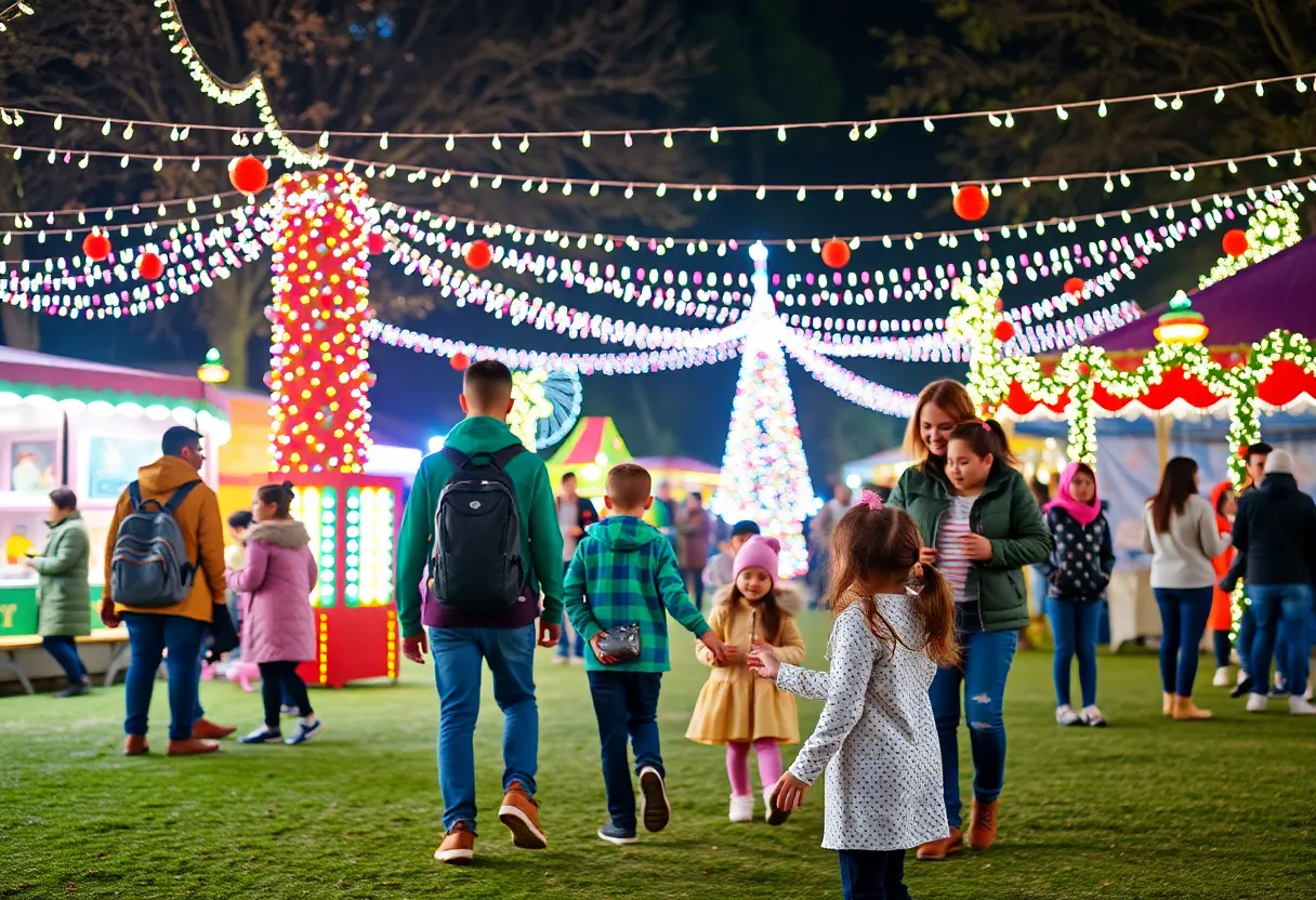 Families enjoying various activities at a festival in San Antonio.