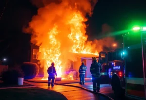 Firefighters combatting a residential fire in San Antonio