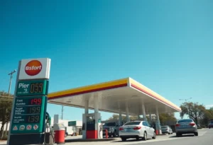 Gas station in San Antonio showing lower gas prices