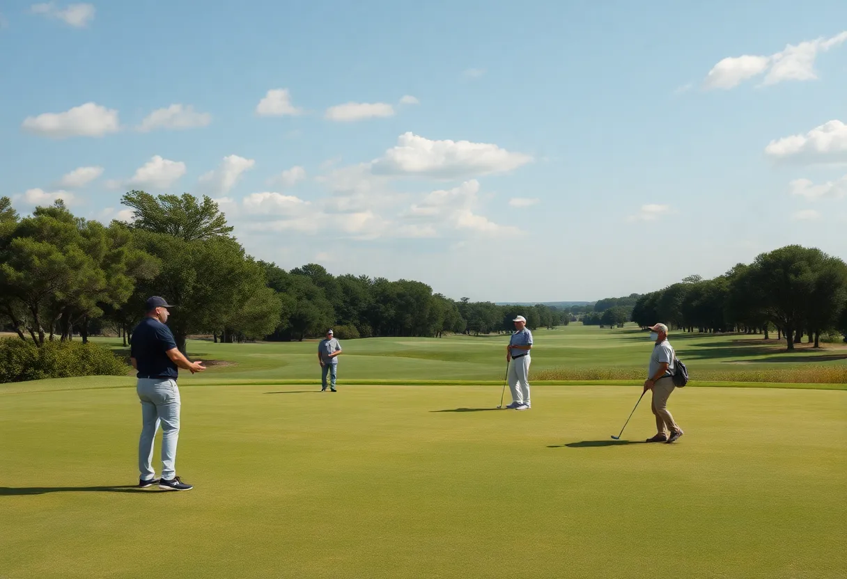 Golfers discussing on a Texas golf course