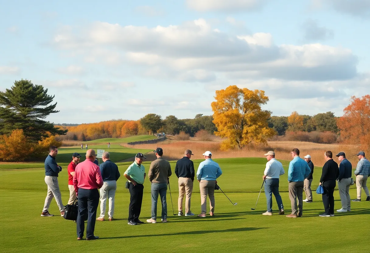 Participants enjoying the San Antonio golf tournament on a sunny fall day.