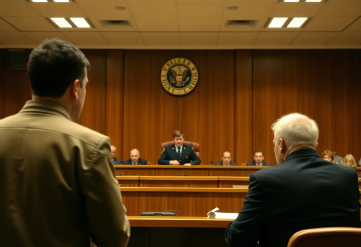 Courtroom scene during San Antonio police trial