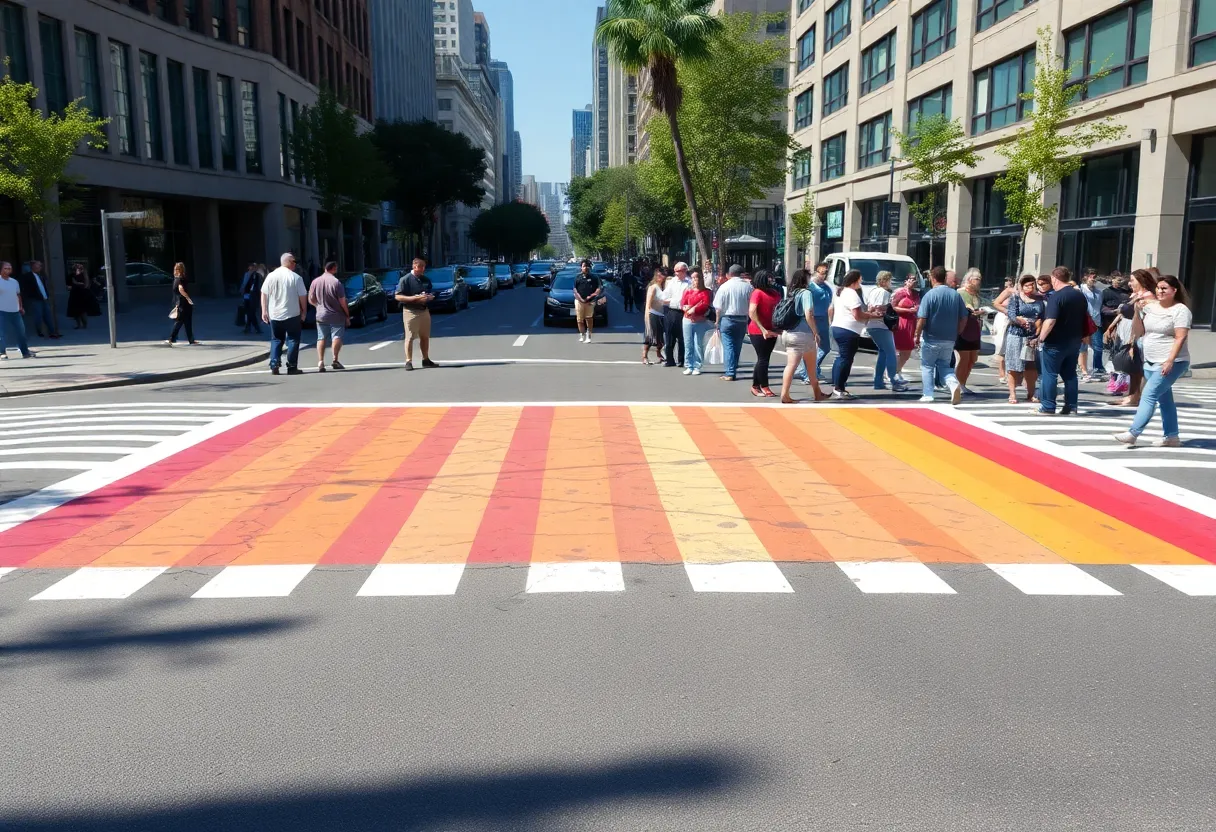 Rainbow crosswalk in San Antonio symbolizing LGBTQ+ pride
