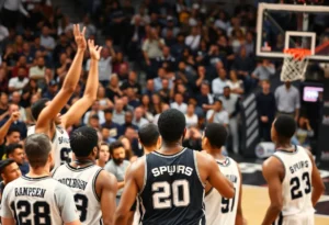 Exciting basketball crowd at a San Antonio Spurs game