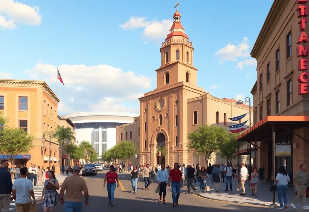 Mock-up of proposed new arena and rodeo renovations in San Antonio