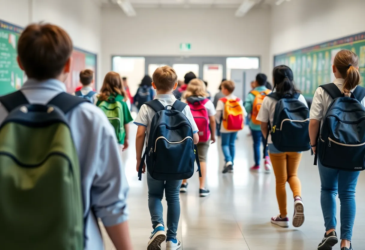 Students in a classroom discussing safety measures