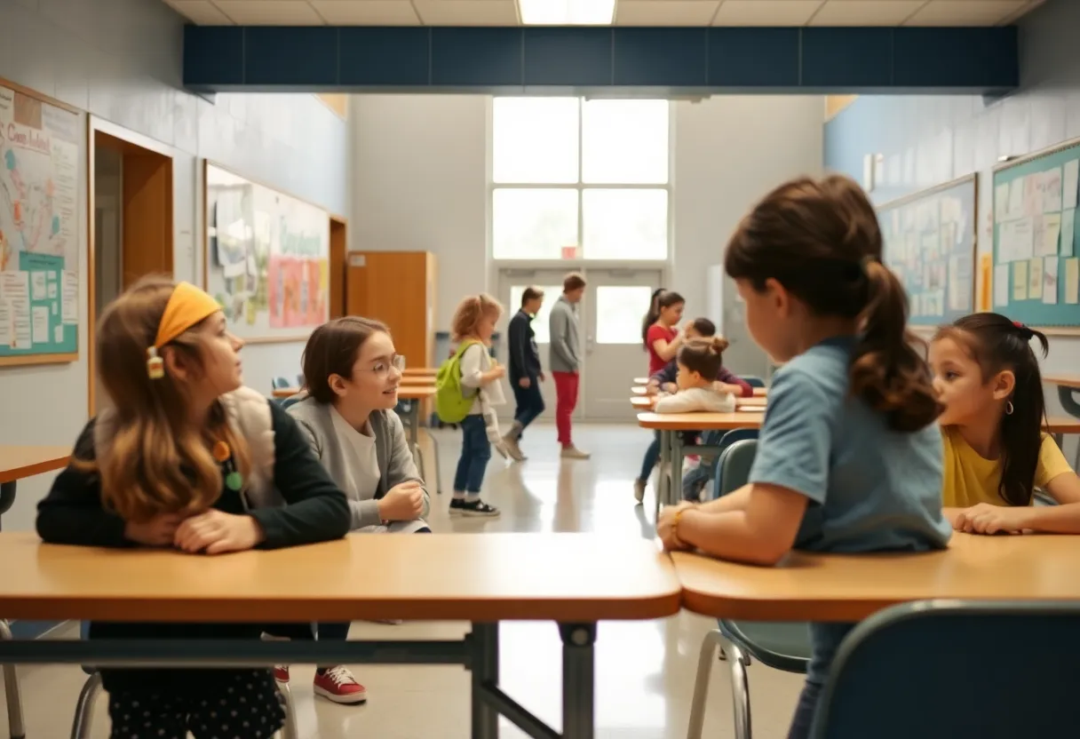 Students in a school setting focused on safety and awareness