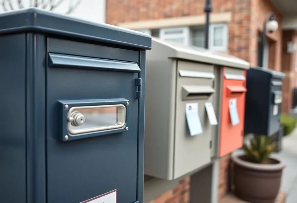 Post office boxes showcasing secure mail delivery option