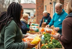 Volunteers assisting at a food bank during the government shutdown