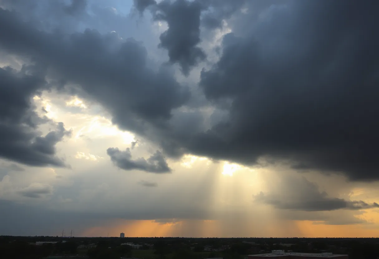 Stormy sky over San Antonio with rain clouds