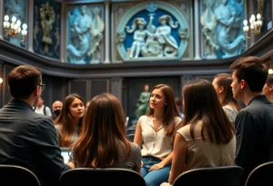 TAMIU students participating in a banking and arts learning event.