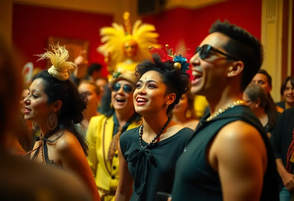 A colorful performance showcasing dance and arts in a theatrical setting.