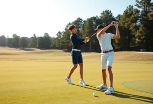 Athlete practicing golf swings at a San Antonio course