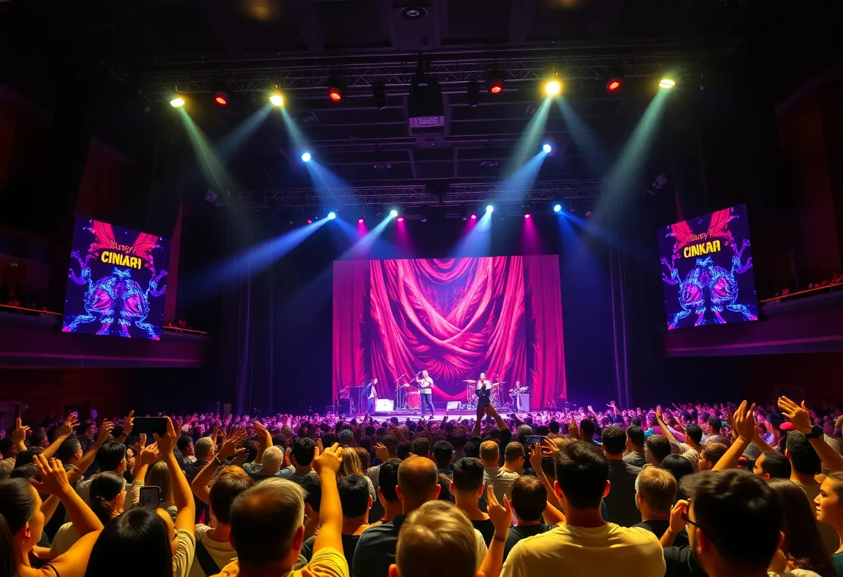 A lively concert at the Y100 All-Star Jam with an enthusiastic crowd and vibrant stage lights.